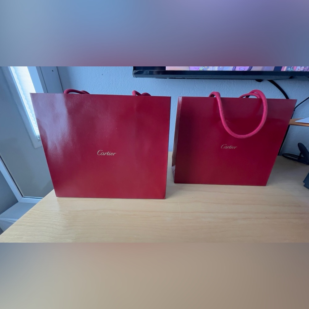 (2) Cartier Deep Red  Paper Bag